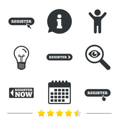 Fototapeta premium Register with hand pointer icon. Mouse cursor.