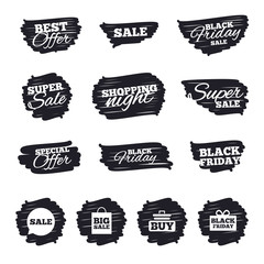 Sale speech bubble icons. Buy cart symbol.