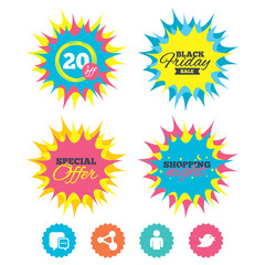 Social media icons. Chat speech bubble and Share.