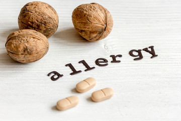 concept food allergies on white background