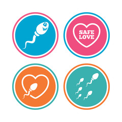 Sperm icons. Fertilization or insemination signs.