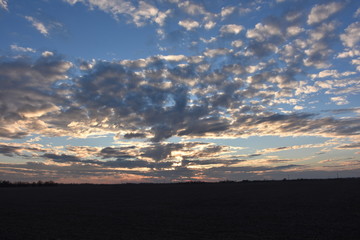 Popcorn Clouds at Sunset