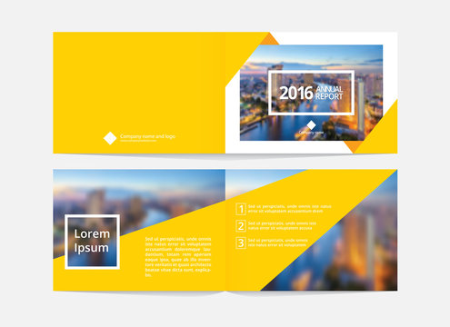 Cover design and inner layout template for annual report or catalog, magazine, flyer, booklet, brochure. Size A4 lanscape EPS-10 sample image with Gradient Mesh.