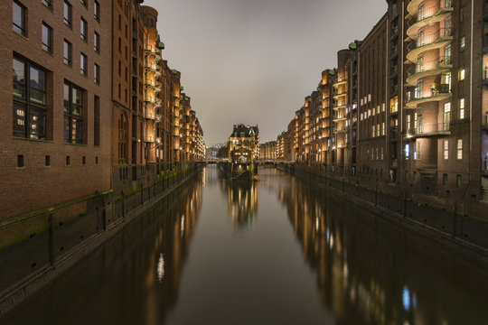 Lights in the night on the water