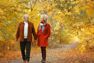 Fototapeta premium Lovely mature couple in autumn park