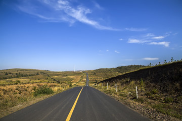 Obraz premium asphalt road on grassland