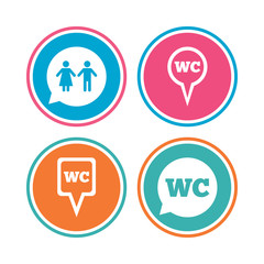 WC Toilet pointer icons. Gents and ladies room.