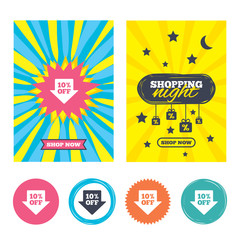 10 percent sale arrow tag sign icon.