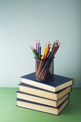 Fototapeta premium books and pencils