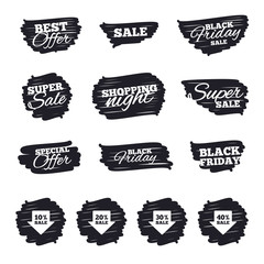 Sale arrow tag icons. Discount symbols.