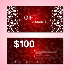 Valentine's Day gift voucher, discount coupon vector design template