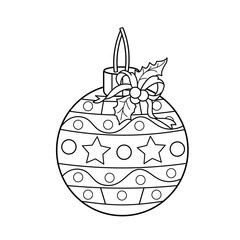 Coloring Page Outline Of Christmas ball. Christmas. New year. Coloring book for kids