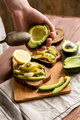 making sandwiches with avocado healthy organic food