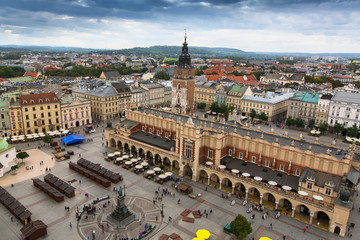 Fototapeta Main market square and Cloth Hall of Krakow, Poland. obraz