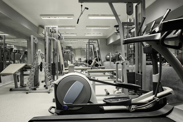 Treadmill in gym interior