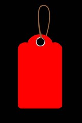 Red Blank Tag, at Black Background

