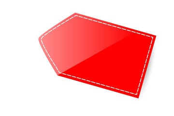 Red Blank Tag, isolated on white, with soft shadow at the bottom
