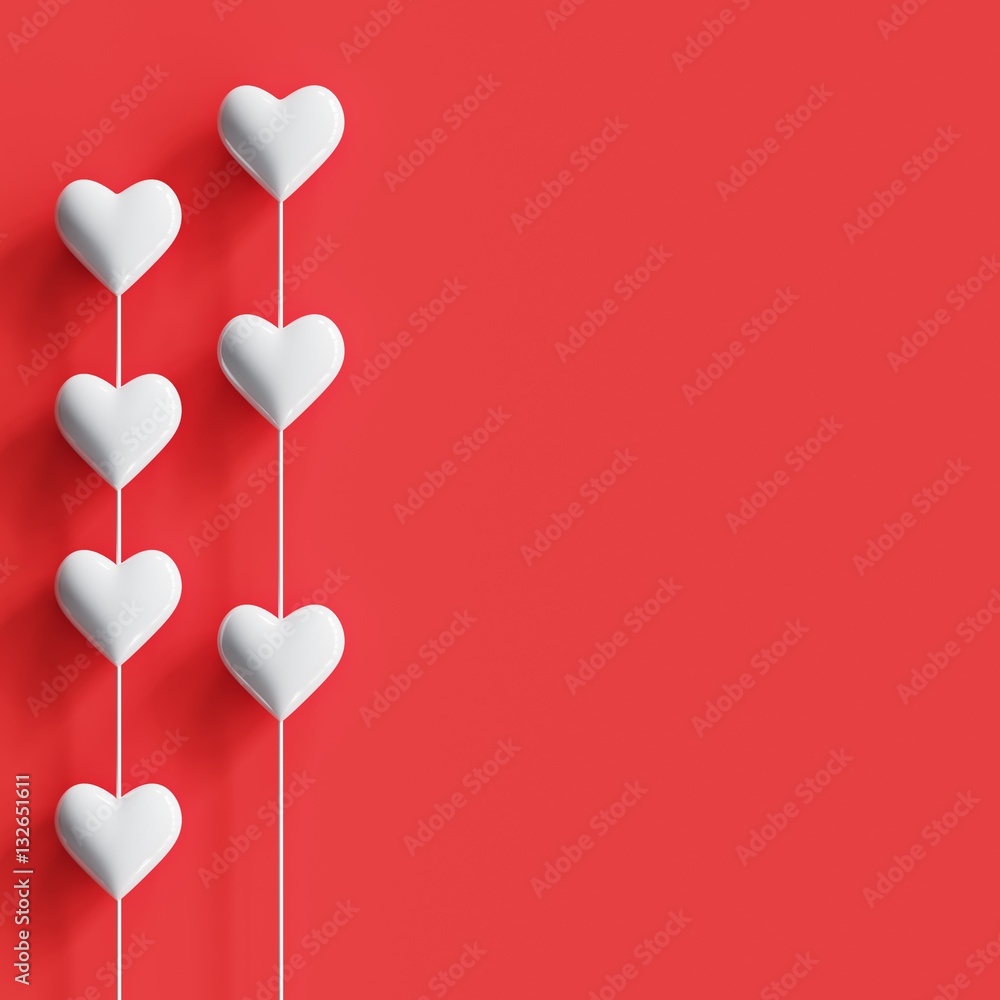 Poster white tiny hearts on left background for copy space. minimal concept..