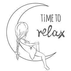 Girl sitting on the moon.