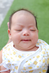 Portrait of a newborn baby close-up. face baby rashes