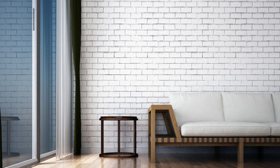 The interior design of loft brick wall living room