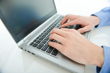 Working on the laptop 