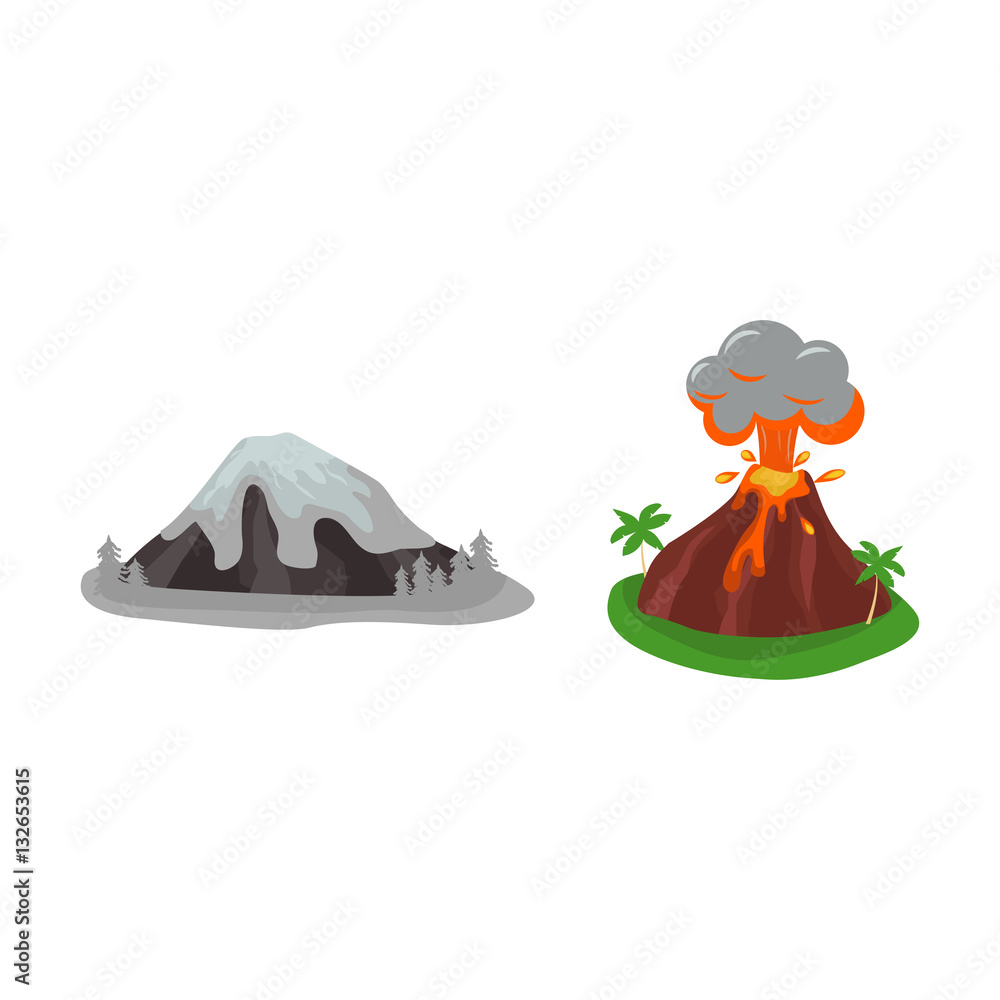 Canvas Prints Volcano set vector illustration. - Canvas Prints