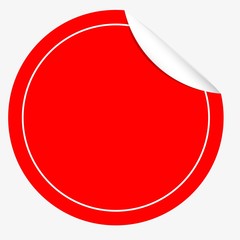 Red doff rounded Blank Tag with curl effect
