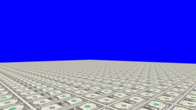 Money Carpet on a Blue Screen 