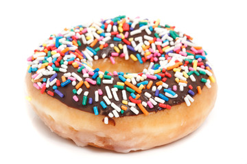 Donut with sprinkles isolated on white background
