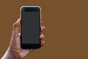 Hand holding Smart Phone ,Isolated with Clipping Path