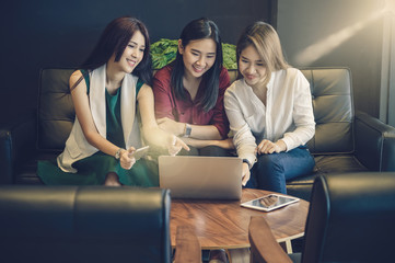 Group Of Asian Businesswomen with casual suit brainstorm Meeting