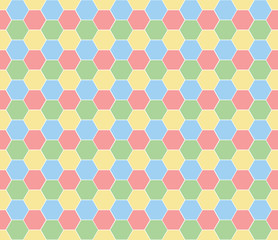 Multicolored hexagon geometric seamless background.
