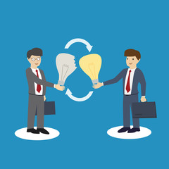 Businessmen exchange ideas. Exchanging concept. flat design. vector illustration