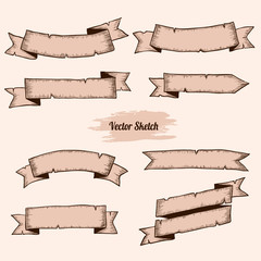 Old ribbons set banners. Vintage style