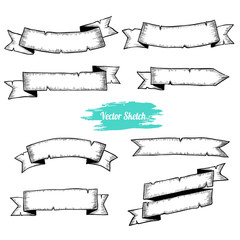 Old ribbons set banners. Vintage style