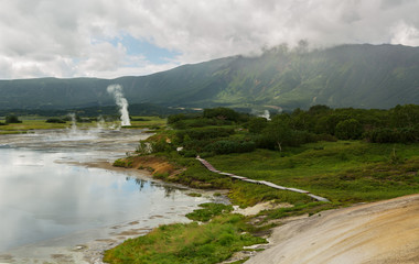 Beautiful summer landscape in the Uzon Caldera. Kronotsky Nature Reserve