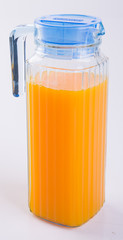 Orange juice or Orange juice in jug on background.