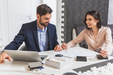 Young woman explaining her ideas about interior design