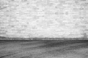 Background of old vintage White brick wall on road