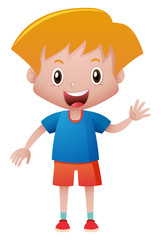 Happy boy waving hand