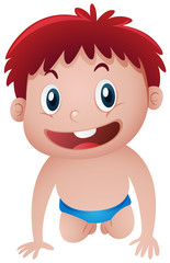 Little boy in blue swimmingsuit