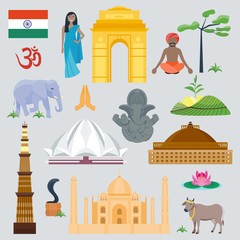 Fototapeta na wymiar India travel vector icons.