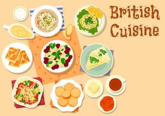 British cuisine traditional breakfast dishes icon