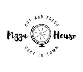 Pizza Globe in thin line style isolated on white background. Food silhouette.