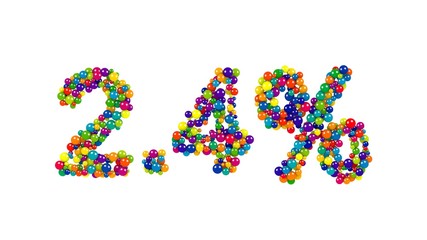 Colored candy sweets in shape of 2.4 percent