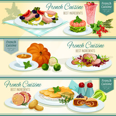 French cuisine popular food banner set design