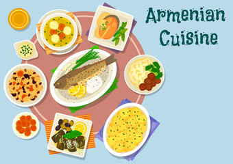 Armenian cuisine dinner icon for menu design