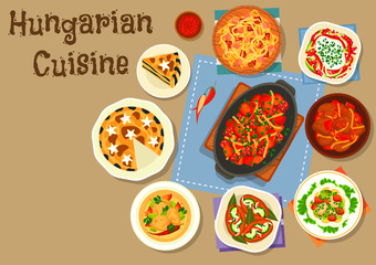 Hungarian cuisine meat dinner dishes icon