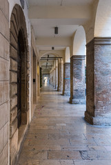 Fossombrone (Italy), a town with river bridge in Marche region 